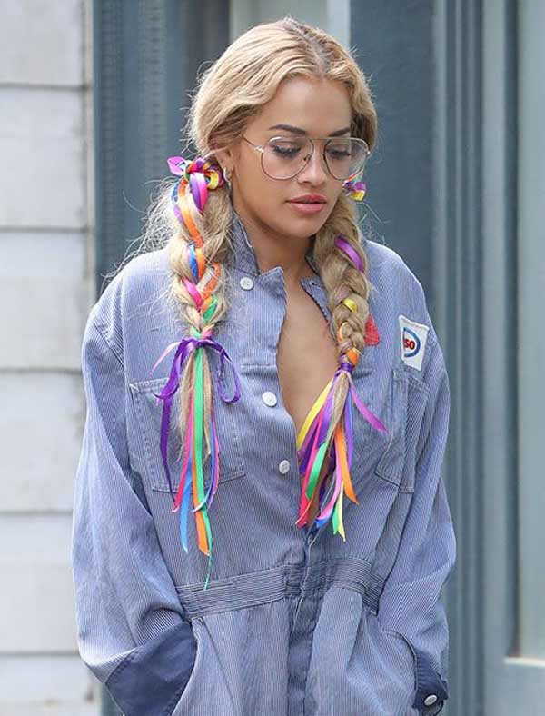 Braids with contrasting ribbons