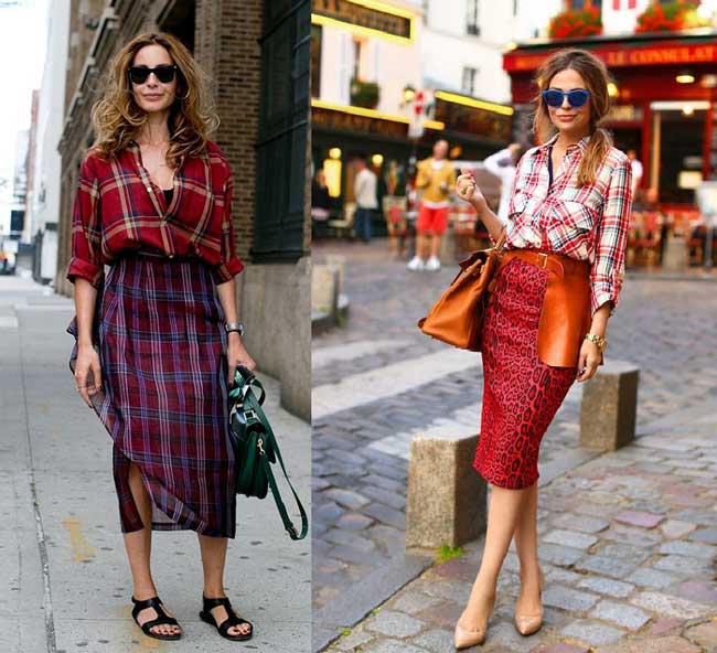 What is fashionable to wear with a checkered shirt? Photos and images