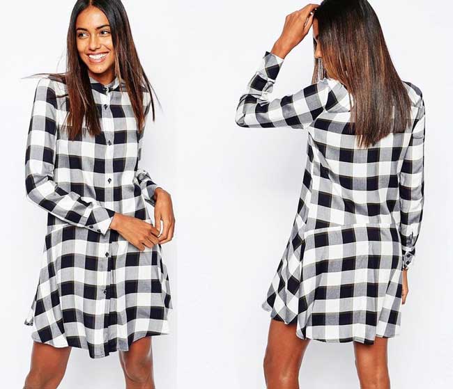 Checkered shirt dress