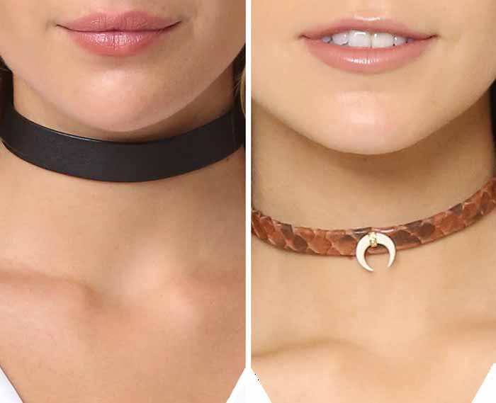 Black and color neck jewelry made of leather