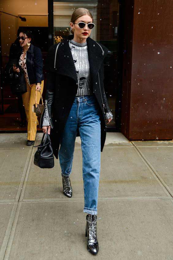 Metallic ankle boots - supermodel outfit