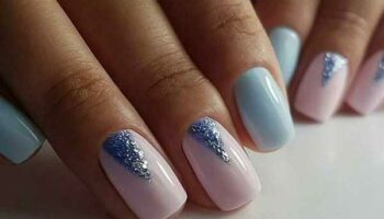 Silver triangle in manicure