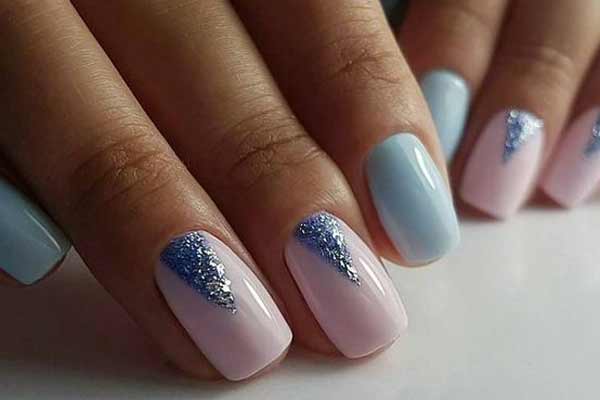 Silver triangle in manicure