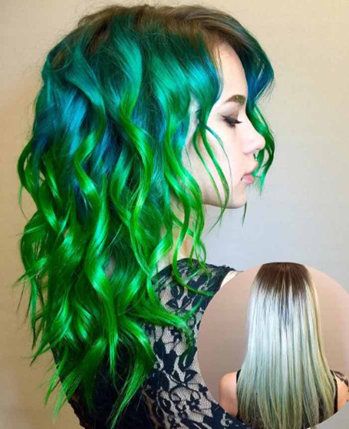 Bright green hair color