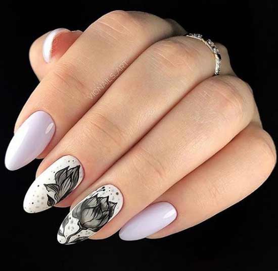 Black and white autumn nail art