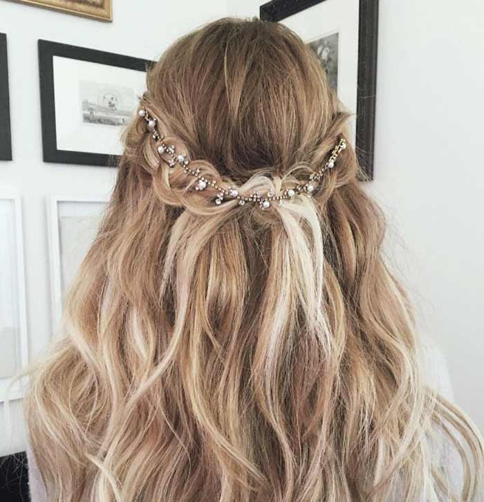 Haircut for long hair and boho jewelry