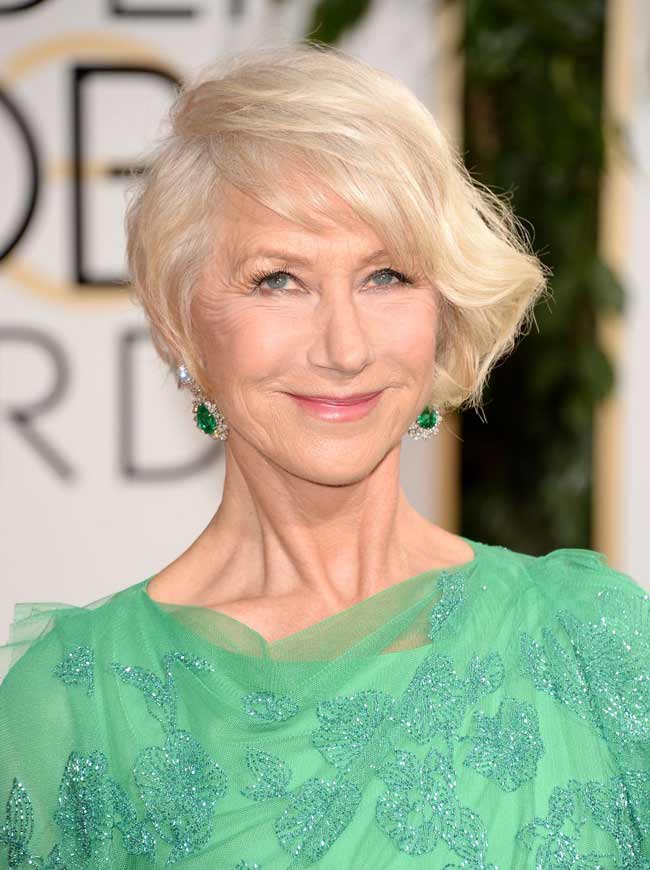 Helen Mirren, asymmetrical haircut