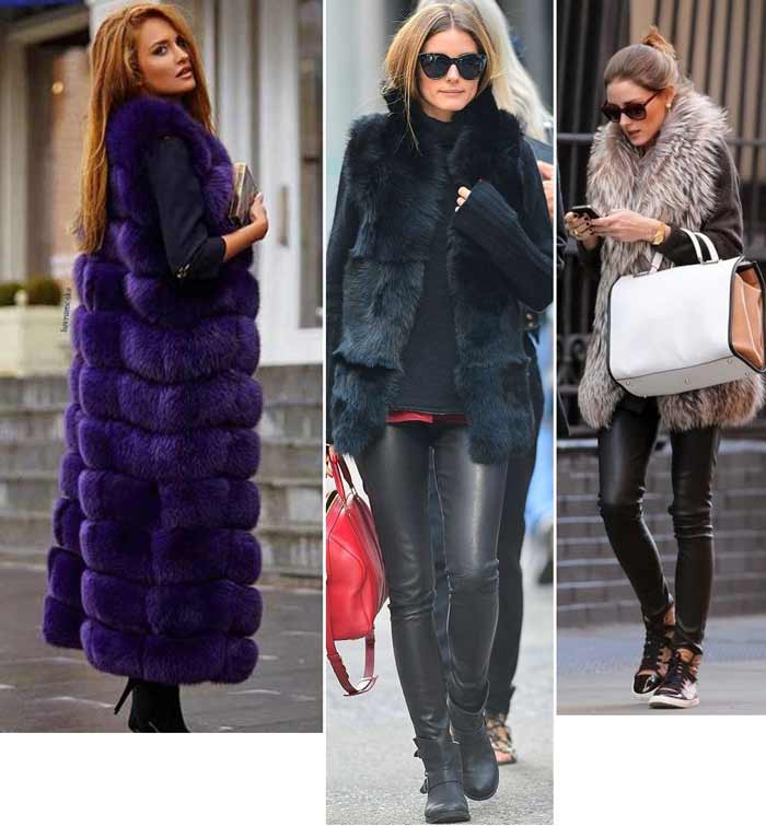 Trois looks différents avec un gilet en fourrure