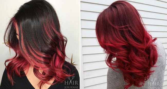 Reddish shades of dark hair