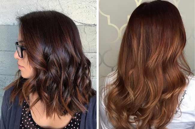 Teinte caramel pour cheveux foncés