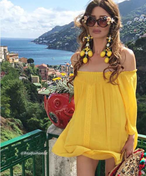 Jacqueline bright yellow outfit