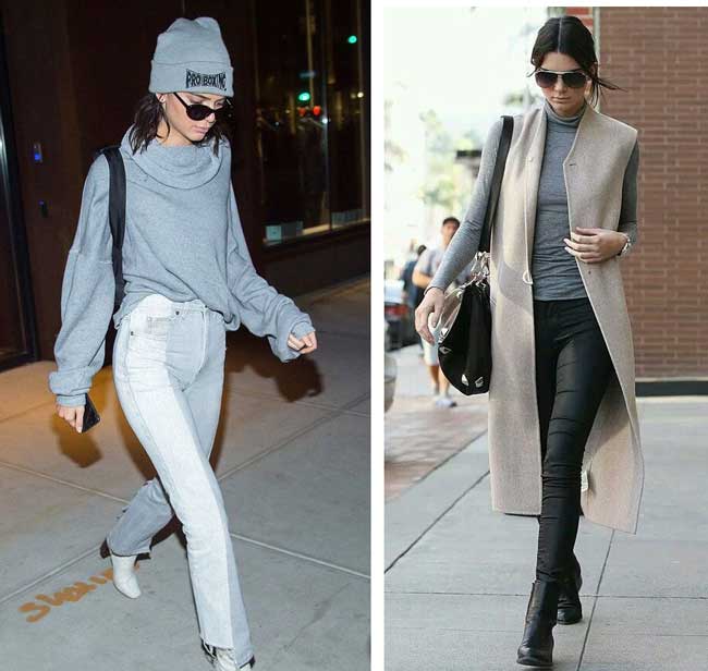 Kendall Jenner - des solutions élégantes avec du gris