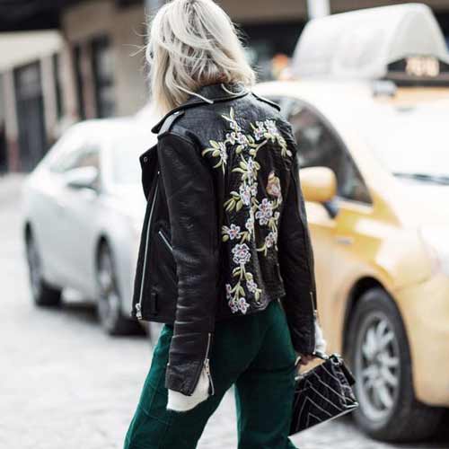 Leather jacket with print