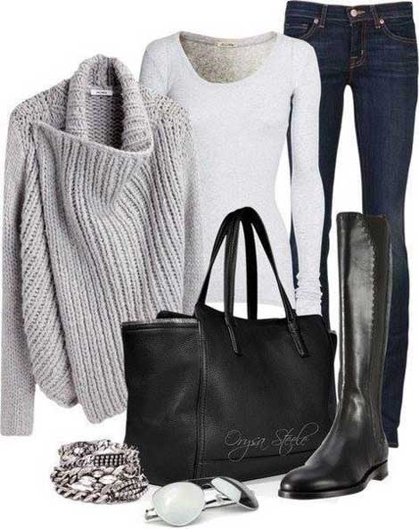 Gray + white + jeans