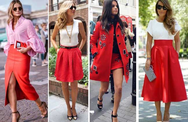 New looks with a red skirt