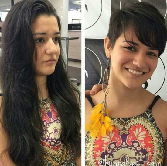 Coupe de cheveux Pixie à partir de cheveux longs: 21 transformations épiques de filles