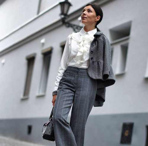 Pantalon gris suit_blouse