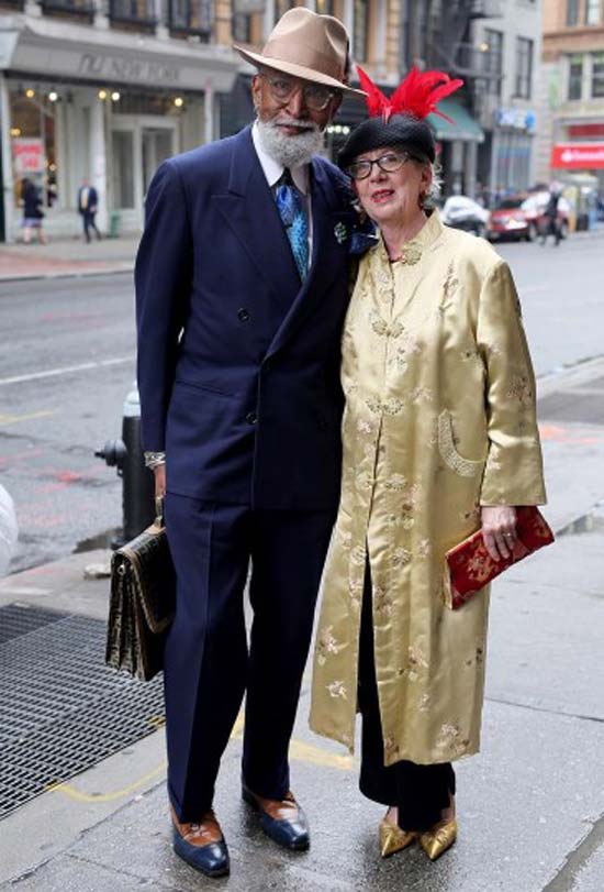 Stylish aged couple