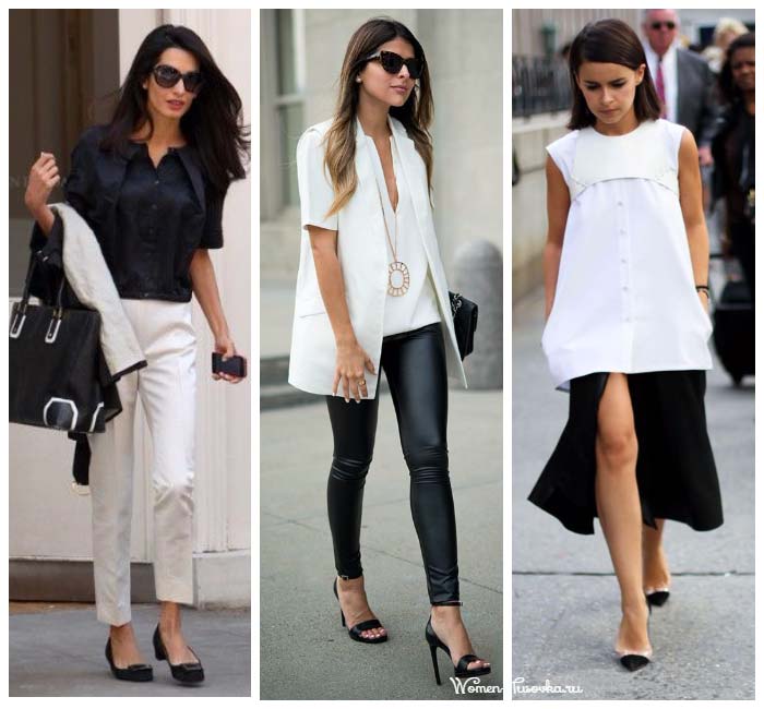 Tenue noire et blanche de Miroslava Duma et Amal Clooney