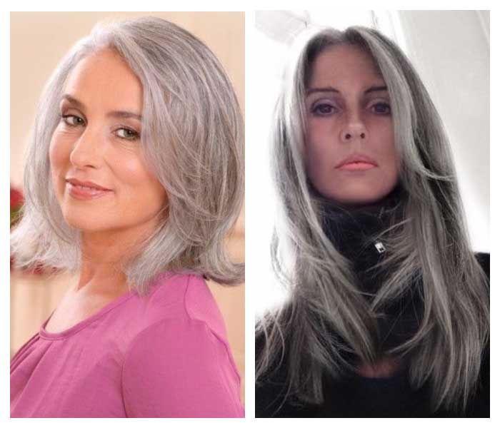 Gray hair color and woman's age