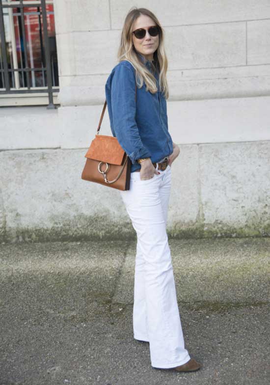 Denim white + blue