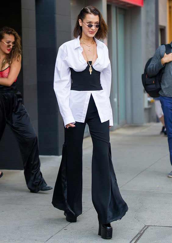 Kedall Jenner black and white 90 style outfit