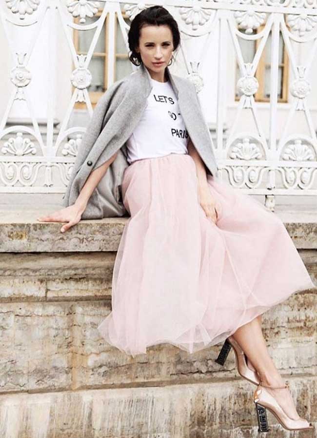 Gray + pink skirt