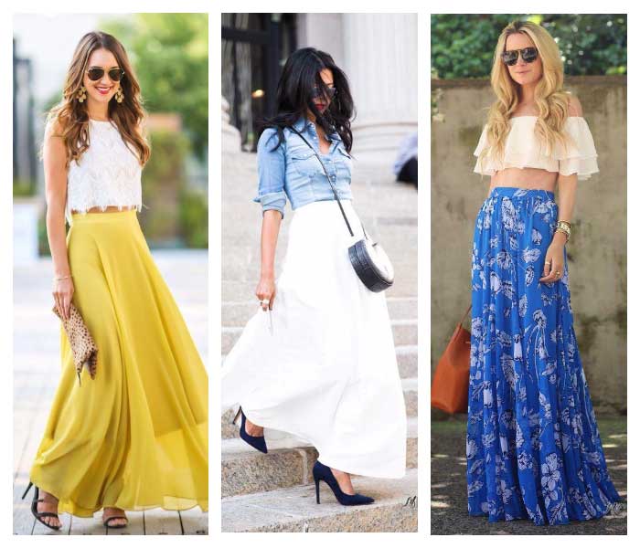 Colored long skirts