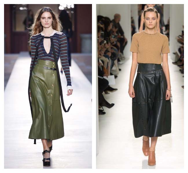 Fashionable leather skirt from shows