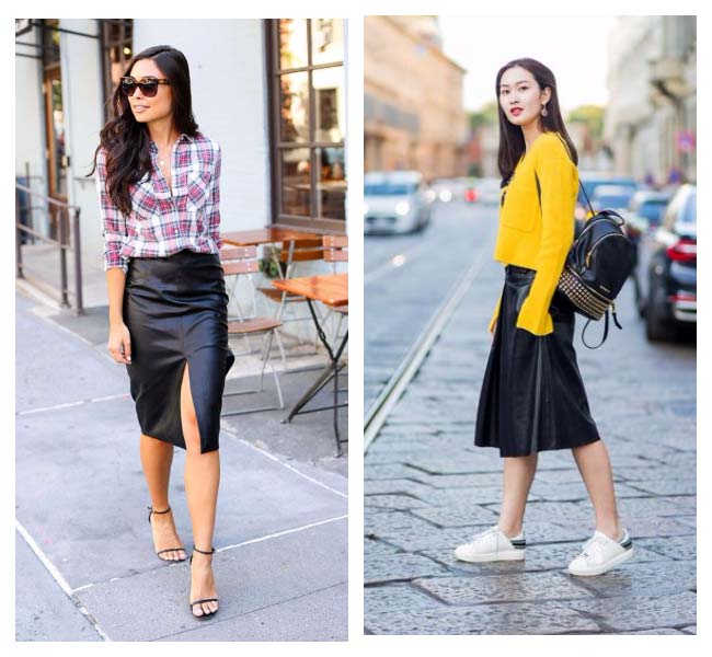 Summer bright images with a leather skirt