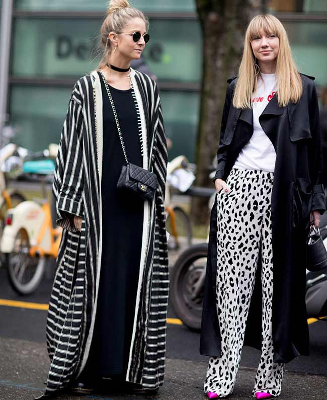 Combination of black and white, street style