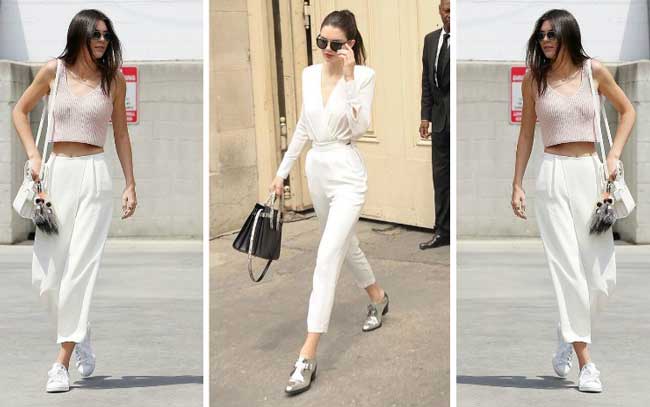 Pantalon blanc Bella Hadid et Kendall Jenner