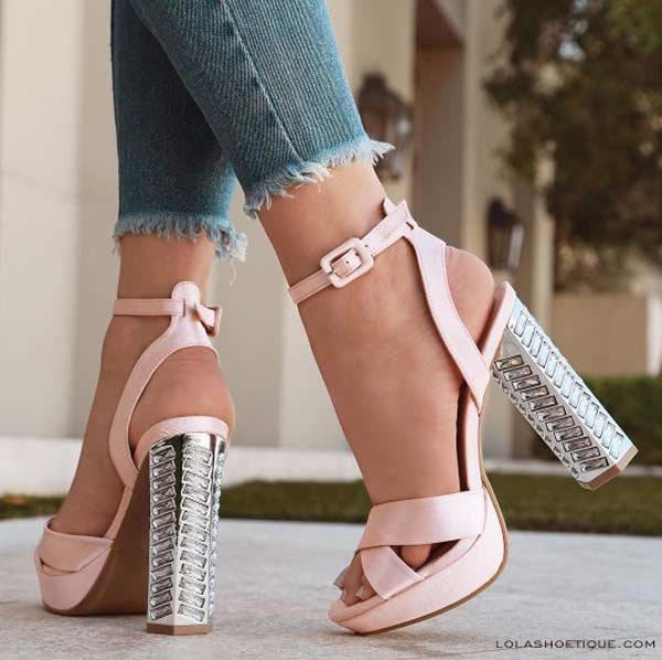 Pink and silver sandals