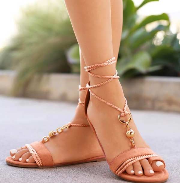 Lace-up flat sandals