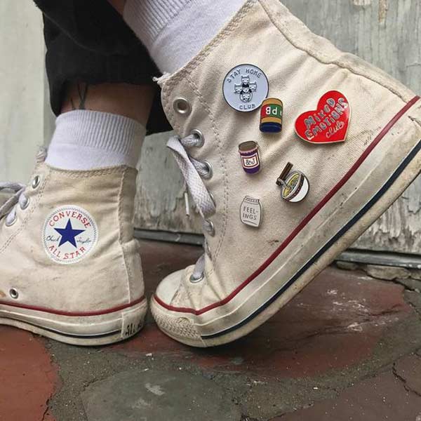 Sneakers and badges