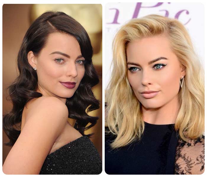 Margot Robbie blonde and brunette example