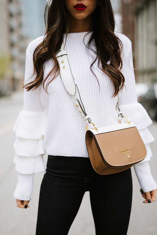 White ruffle sweater