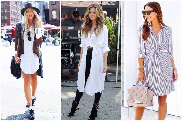 With what to wear a shirt dress in summer, images and photos