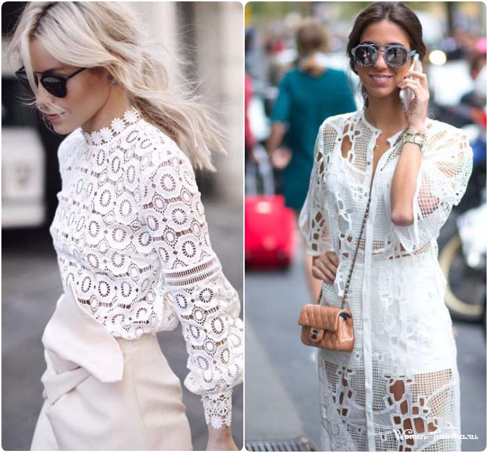 Long lace blouses, white