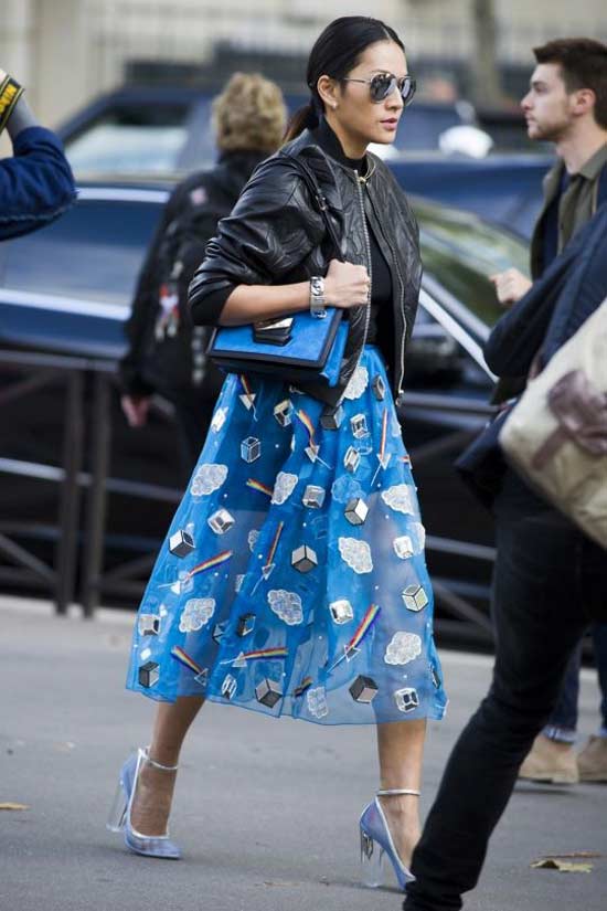 Chic style printed midi skirt