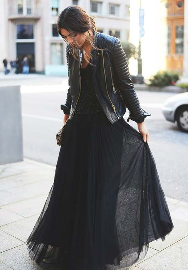 Jacket leather and skirt