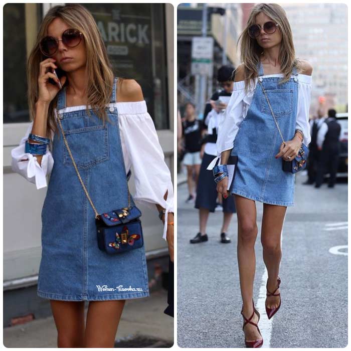 Sundress with white blouse