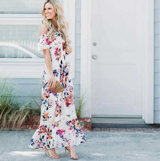 Floral print dress, ruffles, for summer