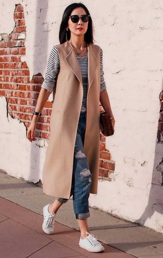 Beige Longline Fashion Vest