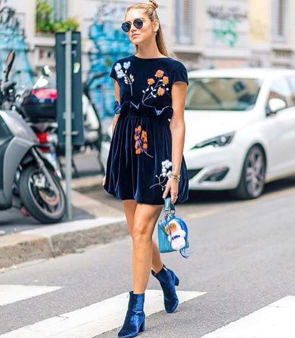 Floral velvet dress