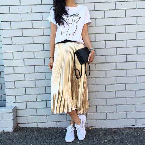 Gold pleated skirt