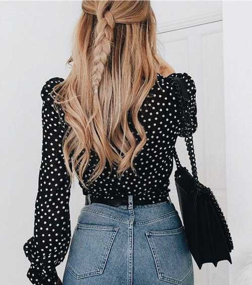 Black polka dot blouse