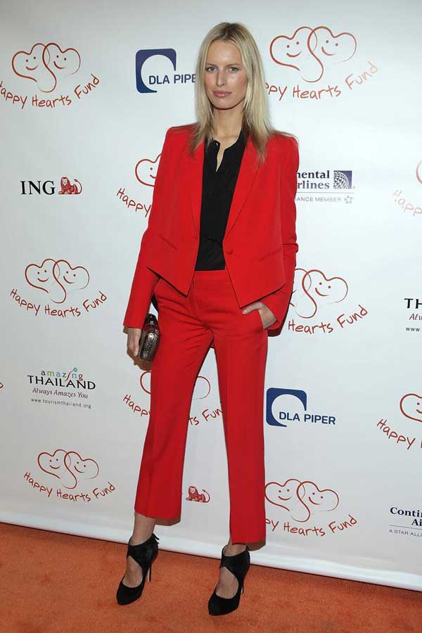 Red suit, cropped pants