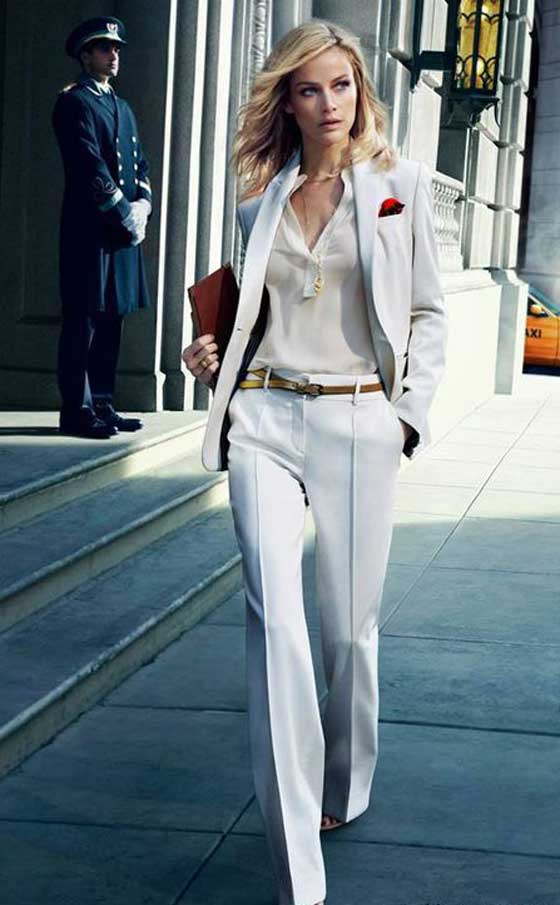 Formal suit with feminine shoes