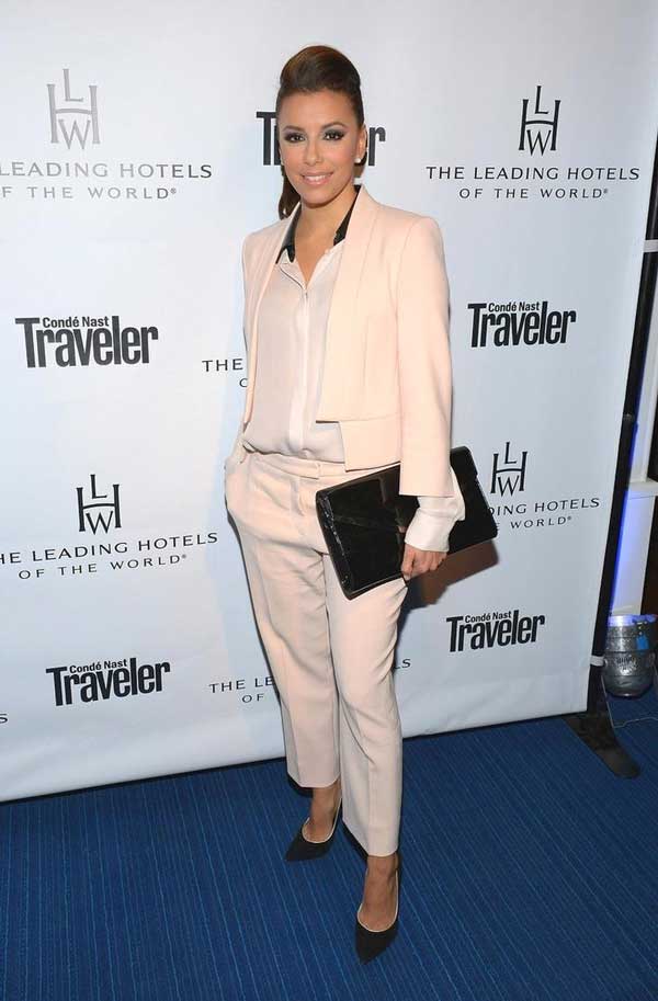 Nude color of a trouser suit